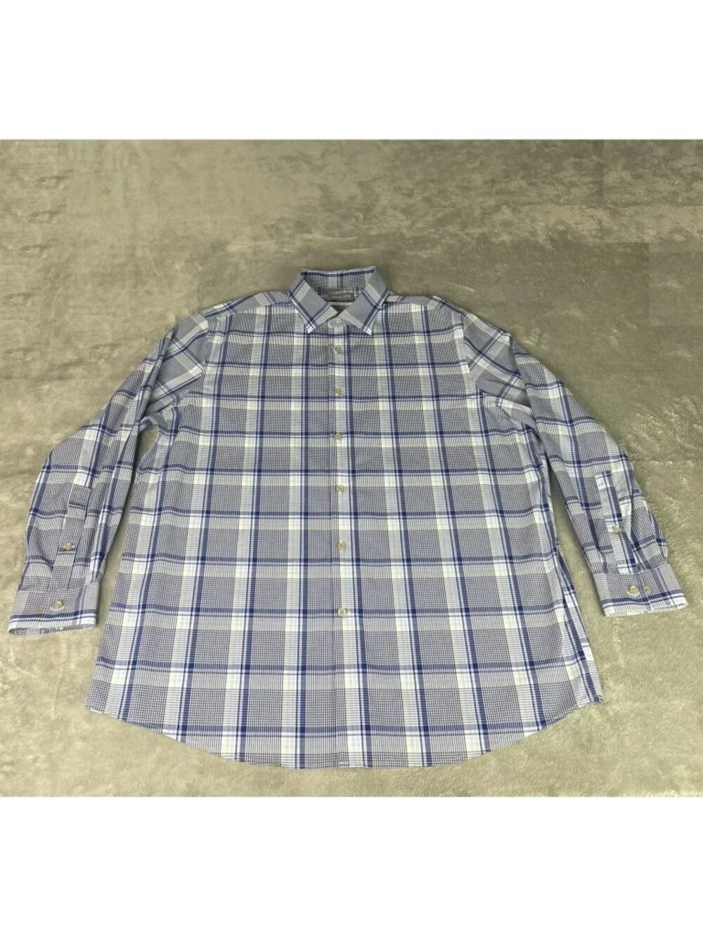 Michael Kors Men's XL Blue Plaid Airsoft Stretch Button Down Shirt Regular Fit
